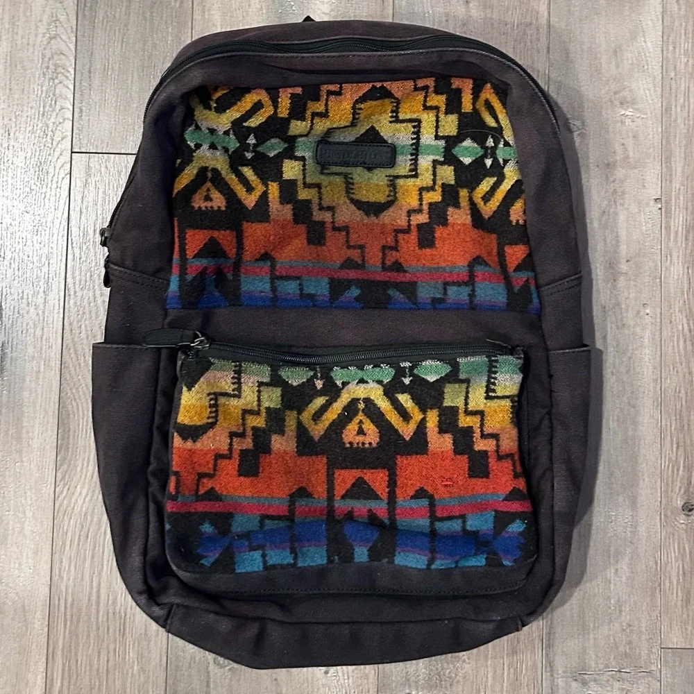 Pendleton Tribal Patterned Black Backpack - Picture 1 of 3